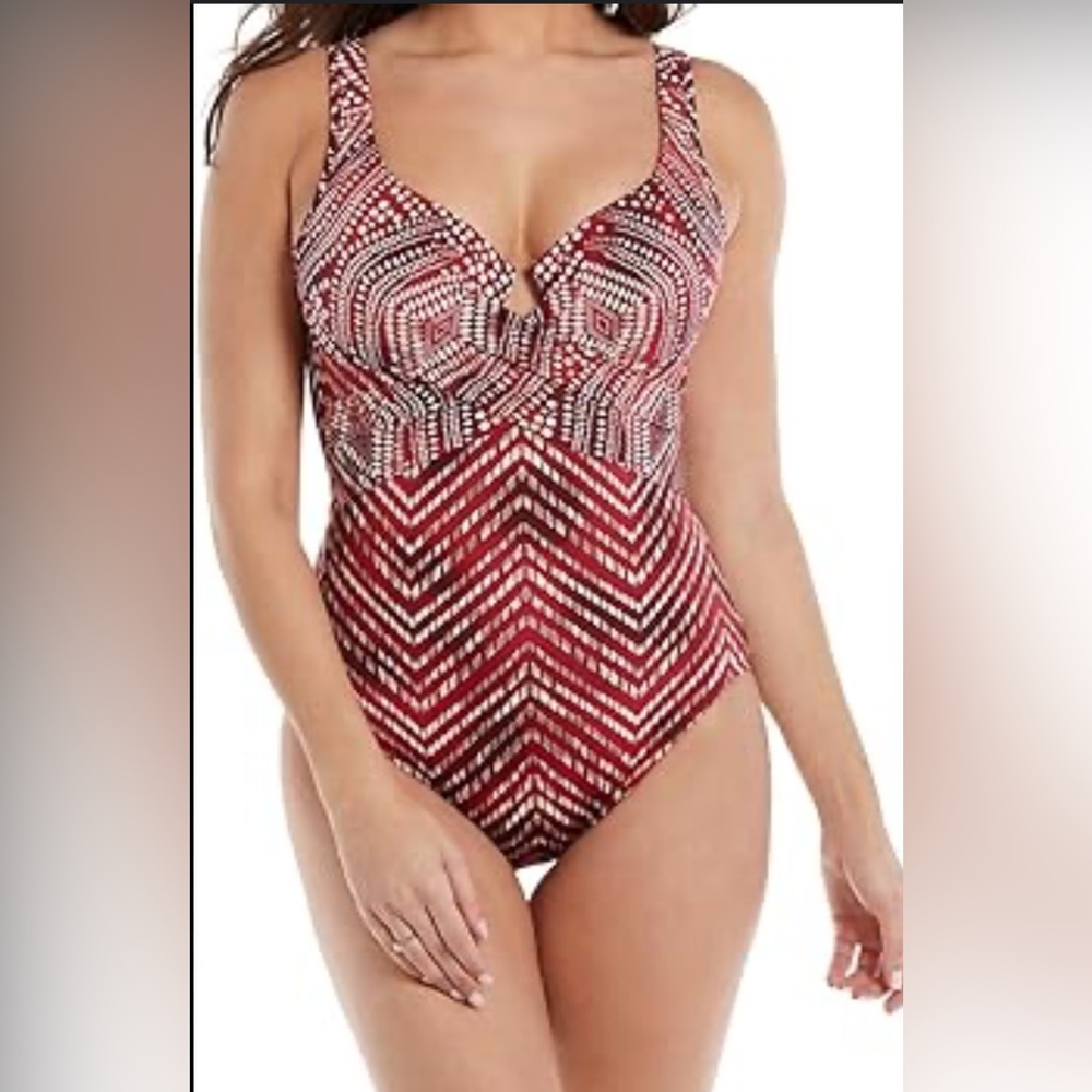 Miraclesuit Red and White One Piece Swimsuit
